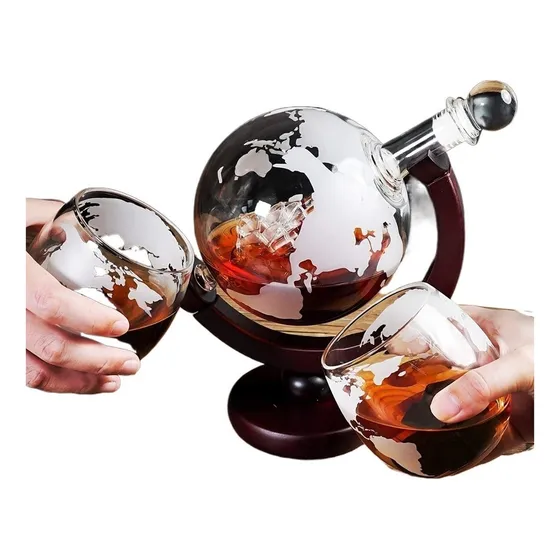 . Juego De Decantador De Whisky Gift Globe Con 2 Vasos(b)