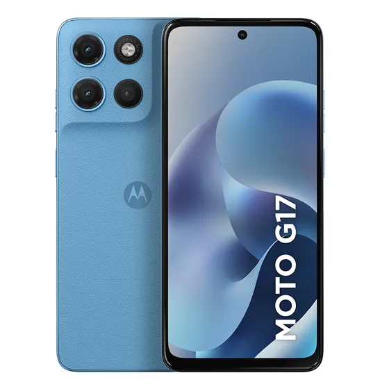 Smartphone Motorola Moto G17 4g - 256gb 12gb (4gb Ram + 8gb Ram Boost) Camera 50mp Sony Lytia 600, Tela Fhd+ 60hz, Bateria 5200 Mah - Azul