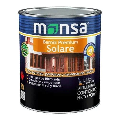 Barniz Protector Premium Solar Monsa 900 Ml Para Madera