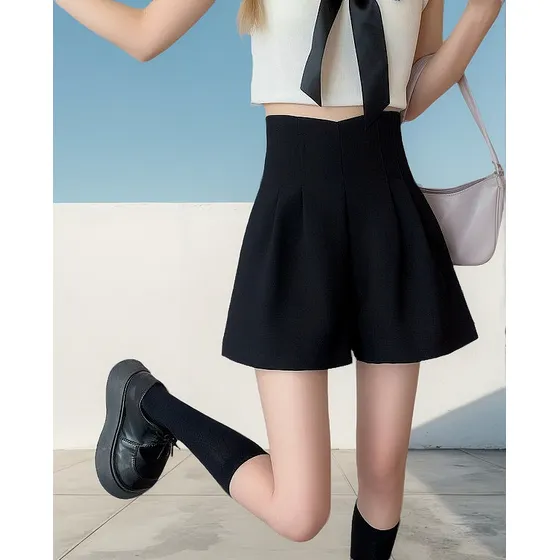 Elegantes Pantalones Casuales Negros Con Corte De Bota Ancha