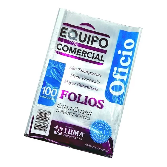 Folios Oficio Luma Comercial Pack X 100 Unidades