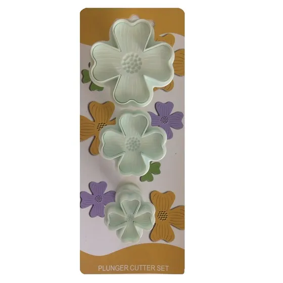 Juego 3cortador Eyector Expulsor Para Fondant Flor 4hojas