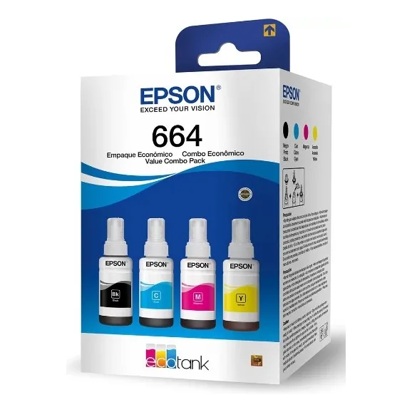 Kit T664 para Epson Ecotank negro, cian, magenta, amarillo