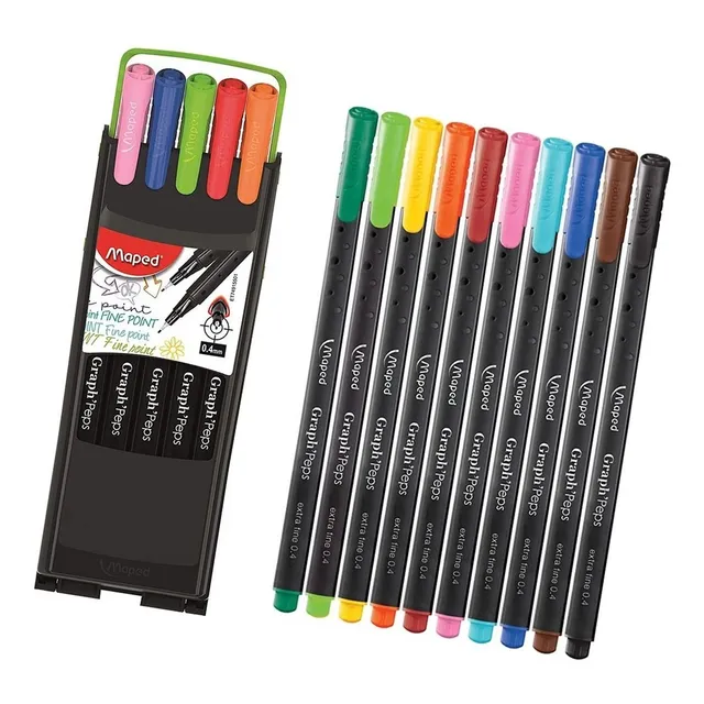 Microfibras Marcadores Maped Punta Fina 10 Colores Estuche