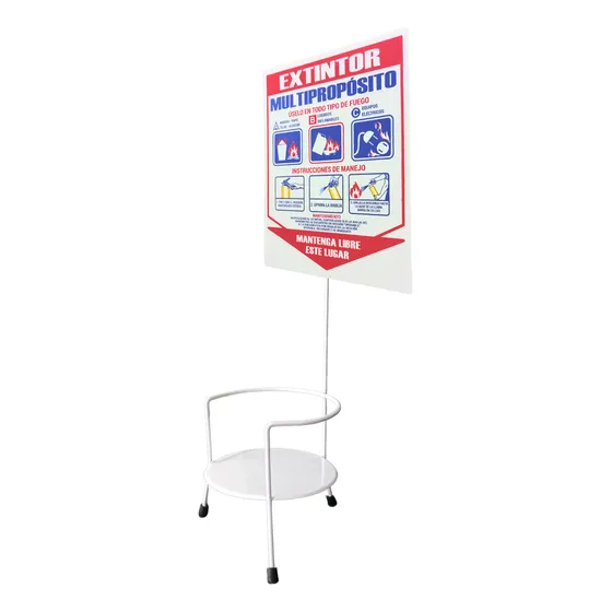 Base De Piso Soporte Pedestal Extintor 20-30 Lb + Señal Abc