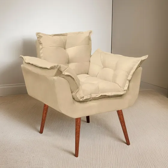 Butaca Poltrona Individual Luna Tapizada Beige