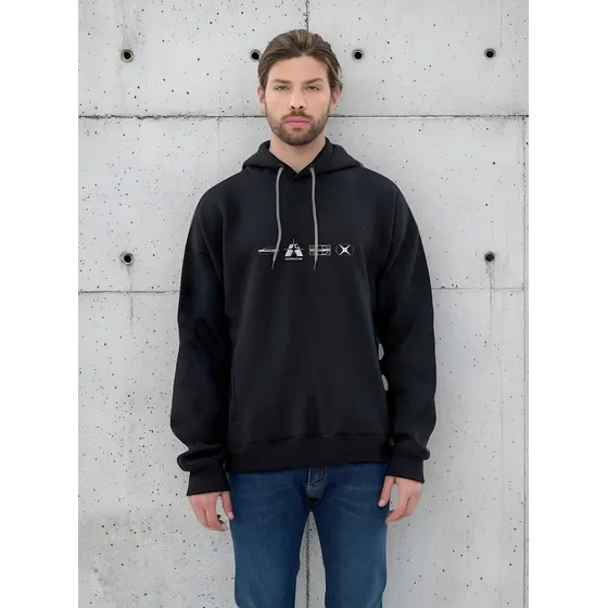 Hoodie Stone Nisa Capucha Frisa Hombre Urbano Black