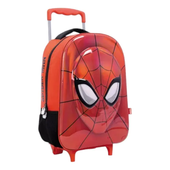 Mochila Con Carrito Spiderman 16 Pulgadas Cara 3d Marvel 