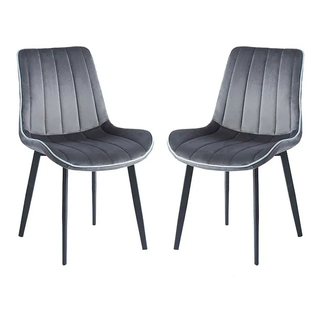 Set de 2 Sillas de Comedor Diseño Moderno y Elegante Color Gris con Estructura Negra
