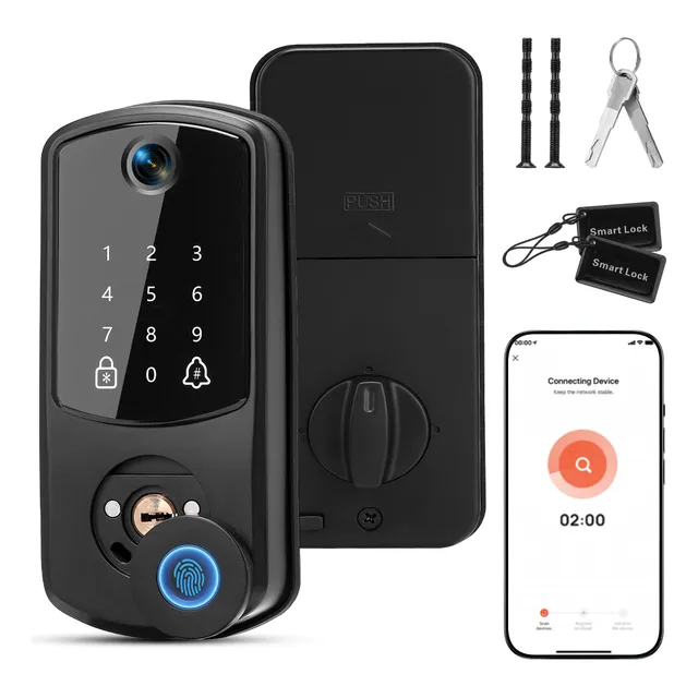 5 En 1 Cerradura Huella Dactilar Inteligente Wifi Con Cámara