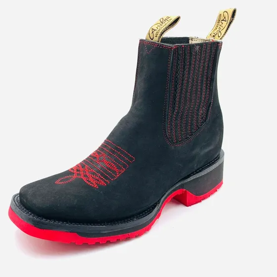 Botin Para Hombre Crazy Negro Con Ringle Rojo