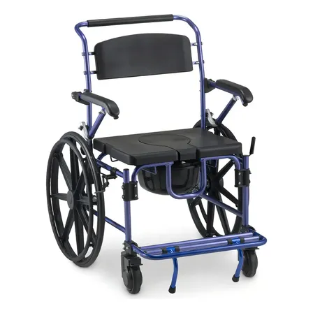 Cadeira De Banho Alumínio Dellamed D70 Até 200kg Com Rodas E Braços