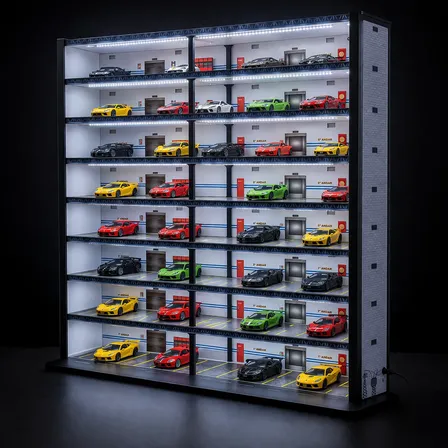 Expositor 1:32 Mdf Temático Garagem Para Colecao Hot Wheels Escala 1 32