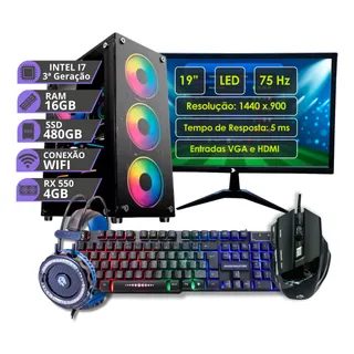 Pc Gamer Completo Cpu Intel I7 3a 16gb Ssd 480gb Rx550 4gb Pc Gamer Completo Cpu Intel I7 3a 16gb Ssd 480gb Rx550 4gb
