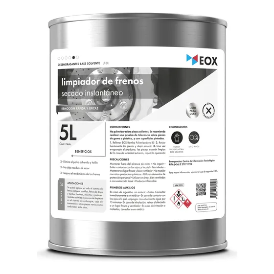 Limpiador De Frenos Secado Instantáneo Eox 5 Litros