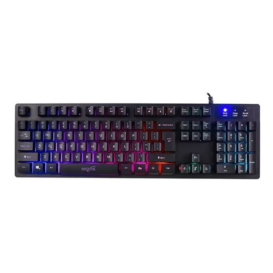 Teclado Gamer Nisuta Gaming Qwerty Español España Color Negro Con Luz Rgb
