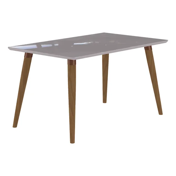 Mesa de Jantar Cimol Adele em Madeira Tauari 4 Pés Palito 1 Tampo Marrom Off White