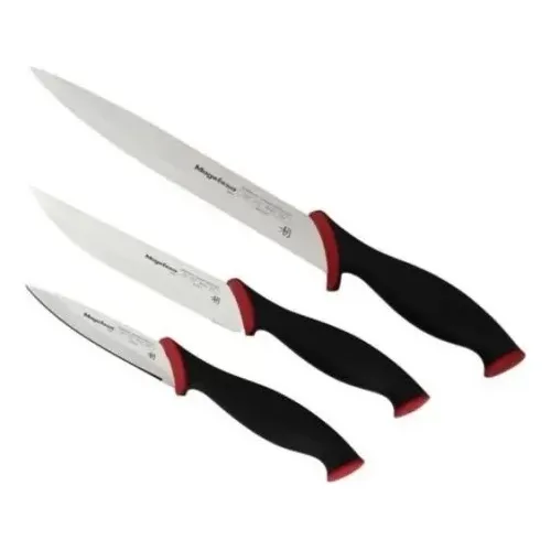 Set De 3 Cuchillos De Acero Inoxidable Españoles Magefesa Ab Negro