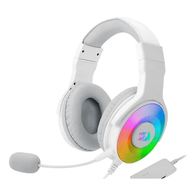 Auriculares Gamer Redragon Pandora 7.1 Blanco Con Luz Rgb Led Usb