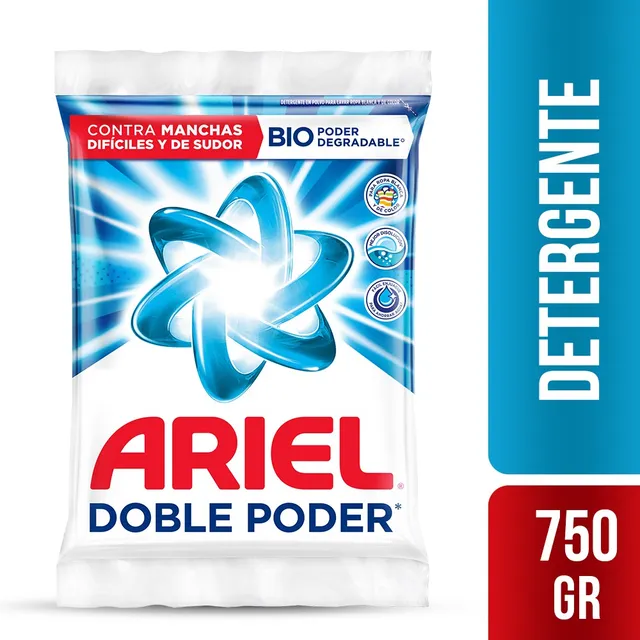 Detergente en Polvo Ariel Poder y Cuidado 750g