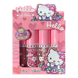 Paquete Con 4 Labiales Lip Gloss Mocmallure Hello Kitty Paquete Con 4 Labiales Lip Gloss Mocmallure Hello Kitty