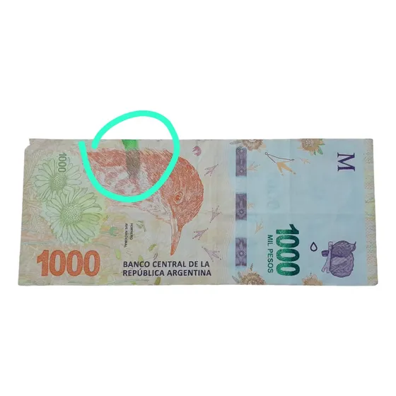 Billete De Mil Pesos Con Error Manchas Verdes