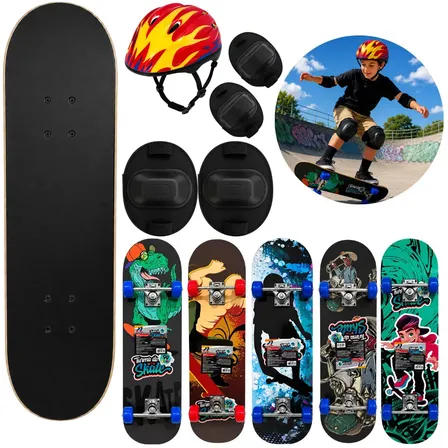 Skate Completo Montado Semi Profissional Crianças E Adultos Até 120Kg Iniciante Com Kit De Proteção Mompas