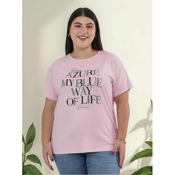 Remera Onyx Basica Viscosa Lycra My Blue Mujer Talle Grande