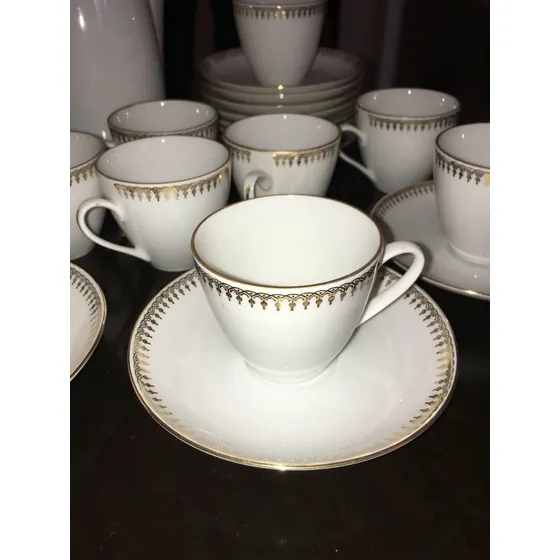 Juego Tazas De Café Y Jarra Leche Porcelana Bavaria Checa