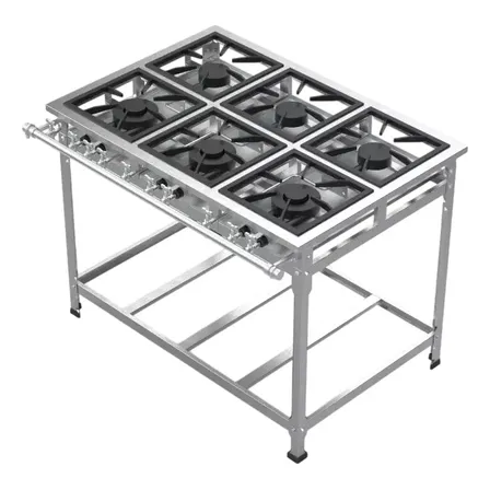 Fogão Industrial Inox 6 Duas Bocas Baixa Pressão Reforçado 000
