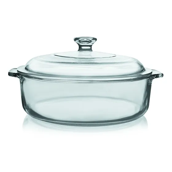 Cacerola Fuente Asadera Vidrio Templado Con Tapa 0.95 L