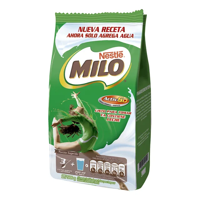 Saborizante Con Leche Milo Activ-go Chocolate Bolsa 500 G