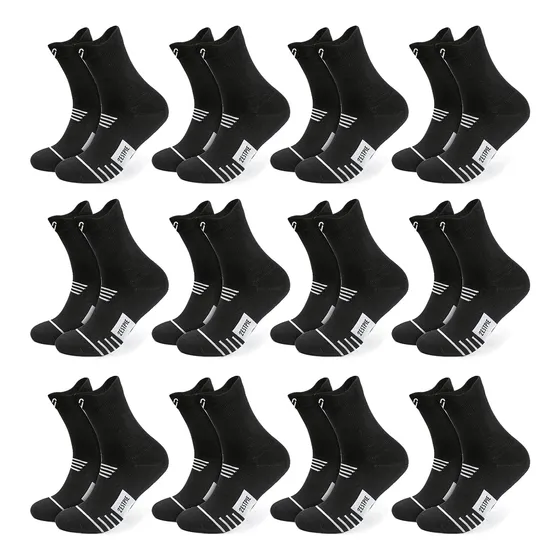 12 Pares Calceta Deportiva Hombre 100% Algodón 