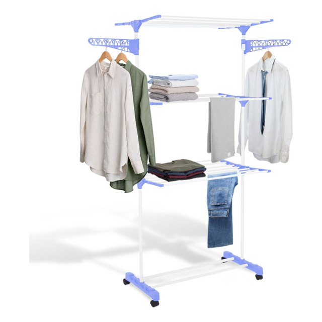 Varal De Chão Grande De Roupas 3 Andares Dobrável Cor Azul Kontuz 170 Cm Varal De Chão Grande De Roupas 3 Andares Dobrável Cor Azul Kontuz 170 Cm