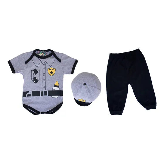 Roupa De Bebê Policial 0 A 12 Meses Com Acessórios
