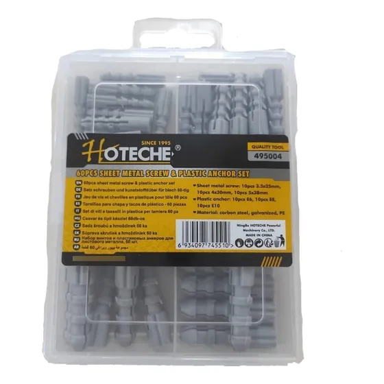 Juegos De Tornillos Y Ramplug Plástico 60 Pcs Hoteche 