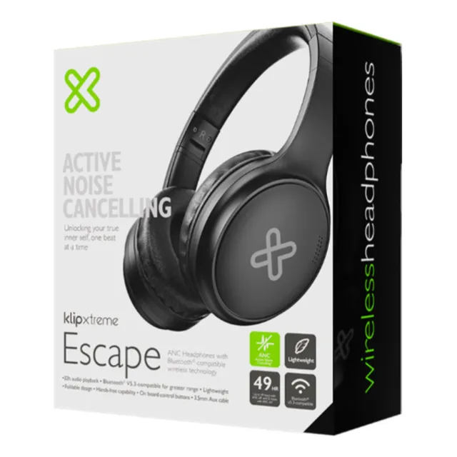 Audifonos Klip Xtreme Escape Con Cancelacion De Ruido Negro