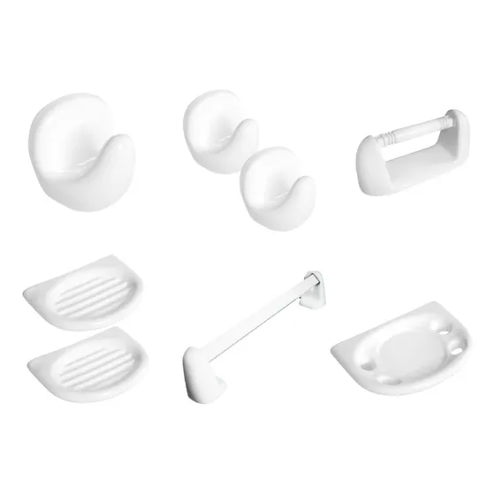 Kit Accesorios Para Baño Daccord Sena 8 Piezas Loza Blanco