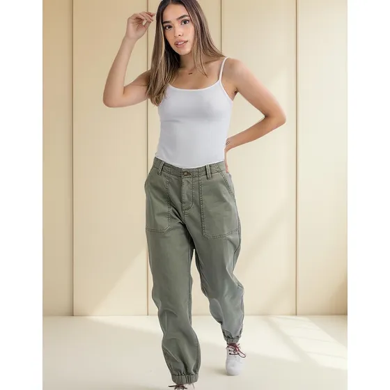 Pantalon Cargo De Dama Ufo Nolita Verde Super Oferta