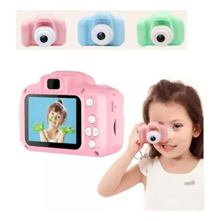 Máquina Digital Infantil Câmera Vídeo Jogo Foto Recarregável Rosa
