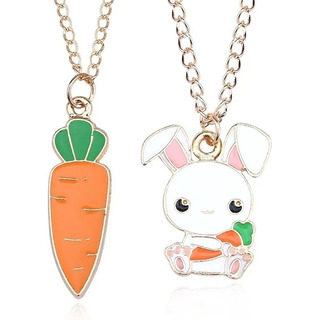 Set De 2 Collares Conejito Y Zanahoria Amigos Pareja Novios Set De 2 Collares Conejito Y Zanahoria Amigos Pareja Novios