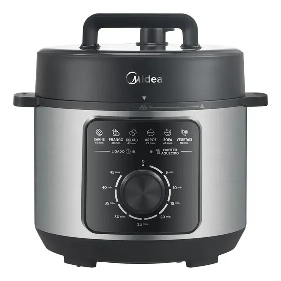 Panela De Pressão Mecânica Preta E Inox 4l Midea Cor Cinza