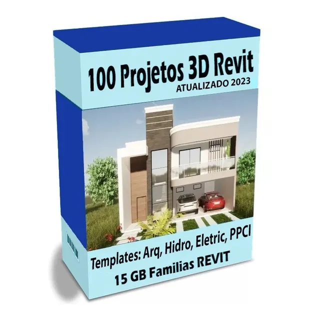 Pack 100 Projetos Revit + Template Abnt + 15gb Famílias