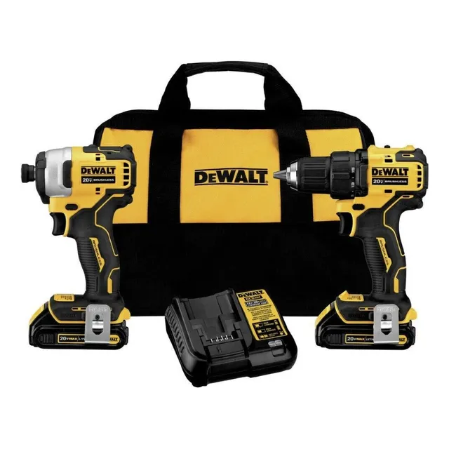Combo Kit DeWalt Llave De Impacto Y Taladro Compacto Color Amarillo 20V
