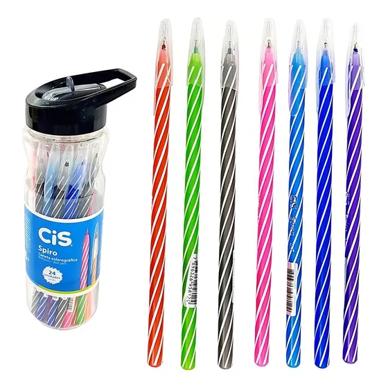 Caneta Spiro 0,7 Mm Cis Esferográfica Pote Com 24 Unidades Cor da tinta Coloridas Cor do exterior Variadas