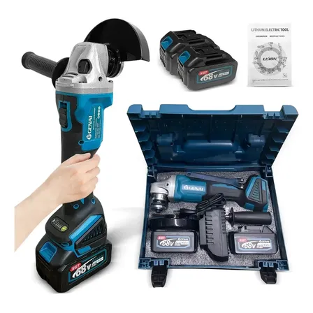 Esmerilhadeira Angular Sem Escovas 125mm 68v Com 2 Baterias Azul 127/220v 50 Hz/60 Hz
