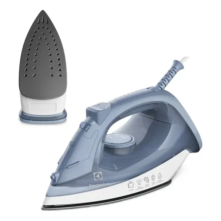 Ferro De Passar Seco E Vapor Electrolux Efficient Base Antiaderente Vapor Vertical Extra 1200w De Potência Cabo 1,35m Esi10 Azul 127v