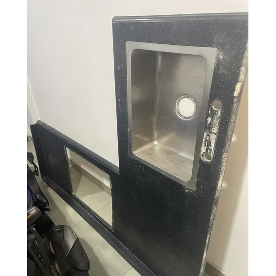 Mesón En L Cocina Poceta Acero Inoxidable Hueco Para Estufa