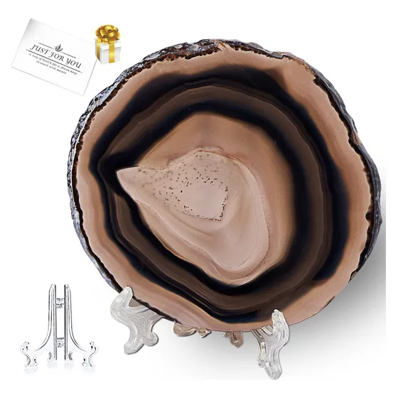 Posavaso Agata Negra Para Mesa Centro 4.5 5  Piedra Preciosa