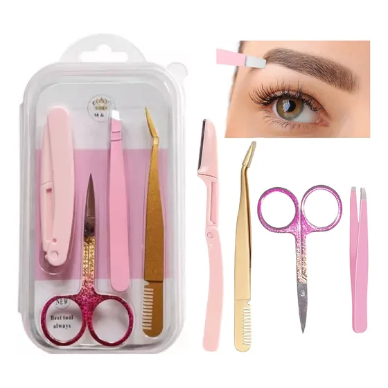 Kit Cejas Pestañas Pinza Tijera Perfilador Set Herramientas